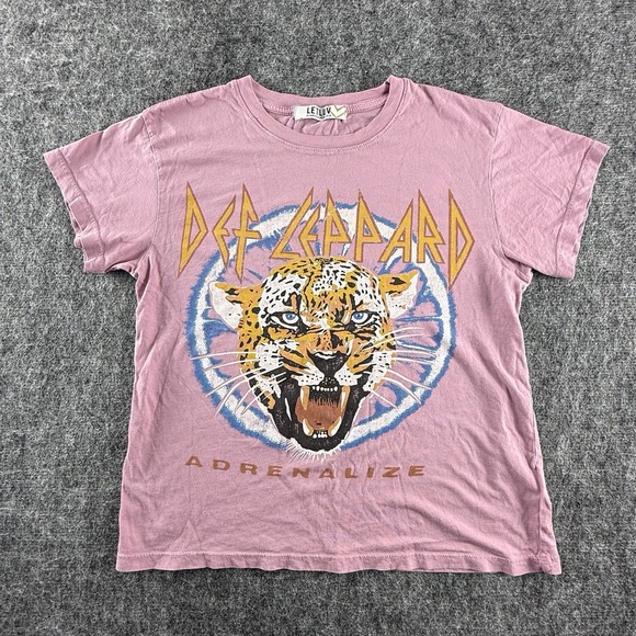 Def Leppard Tops - Def Leppard Adrenalize Tee Womens XXS Pink Letluv Anthropologie Band Shirt Crop